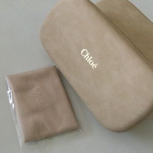 CHLOE SUEDED SUNGLASSES CASE WITH CLEANING CLOTH BEIGE NWOT